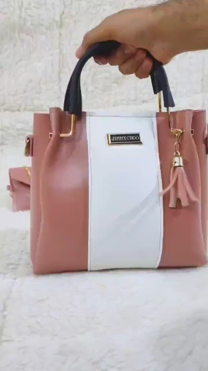 MULuxery "Jimmy CRDO" 5-Piece Premium Leather Handbag Set – Chic Pink Tote & Matching Accessory Collection