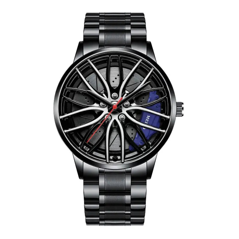 MULuxery Meibo 3D Racing Series – Sports Car Wheel Hub Watch with 3D Caliper Design & Stainless Steel Strap