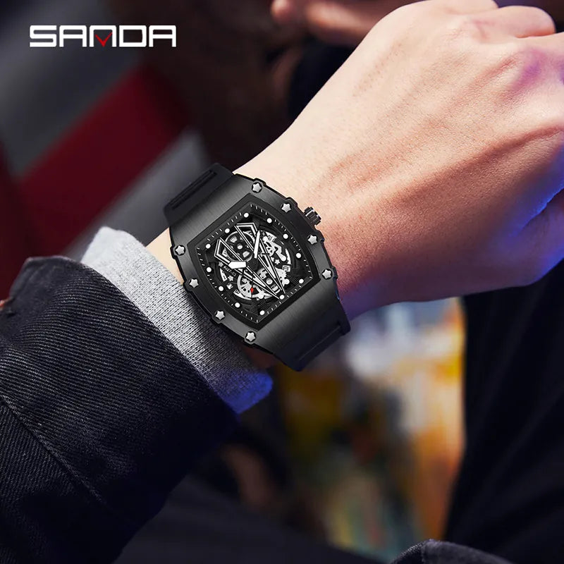 MULuxery SANDA "Titan" Edition – High-End Hollow Quartz Watch with Calendar & 30M Waterproof Design