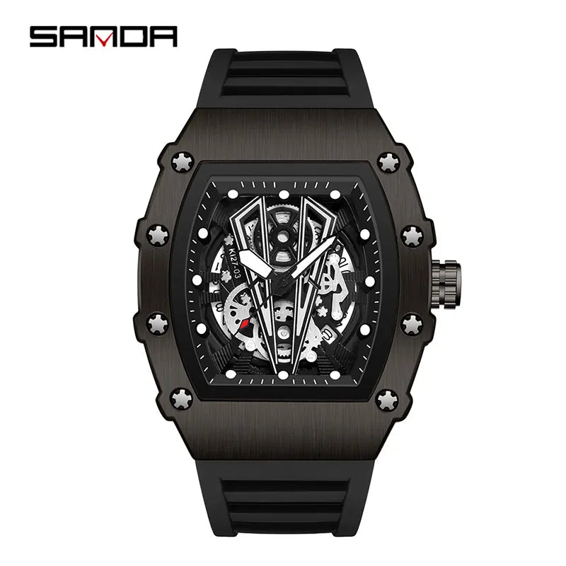 MULuxery SANDA "Titan" Edition – High-End Hollow Quartz Watch with Calendar & 30M Waterproof Design