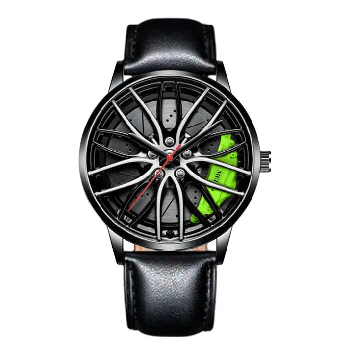 MULuxery Meibo 3D Racing Series – Sports Car Wheel Hub Watch with 3D Caliper Design & Stainless Steel Strap