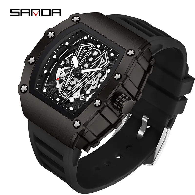 MULuxery SANDA "Titan" Edition – High-End Hollow Quartz Watch with Calendar & 30M Waterproof Design