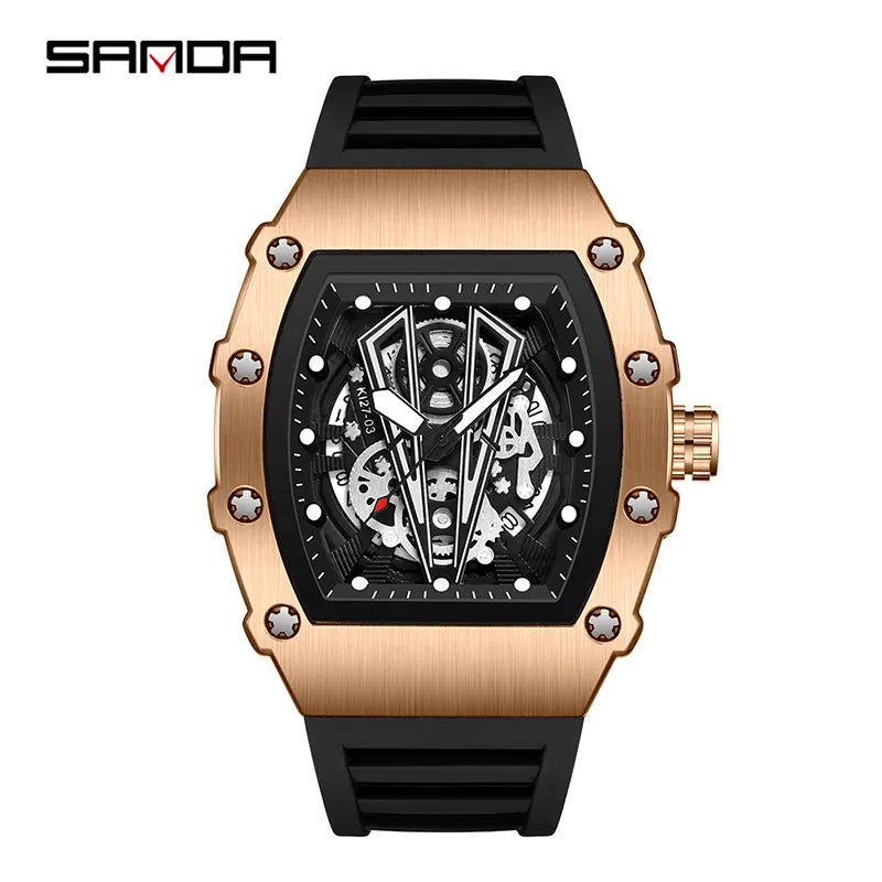 MULuxery SANDA "Titan" Edition – High-End Hollow Quartz Watch with Calendar & 30M Waterproof Design